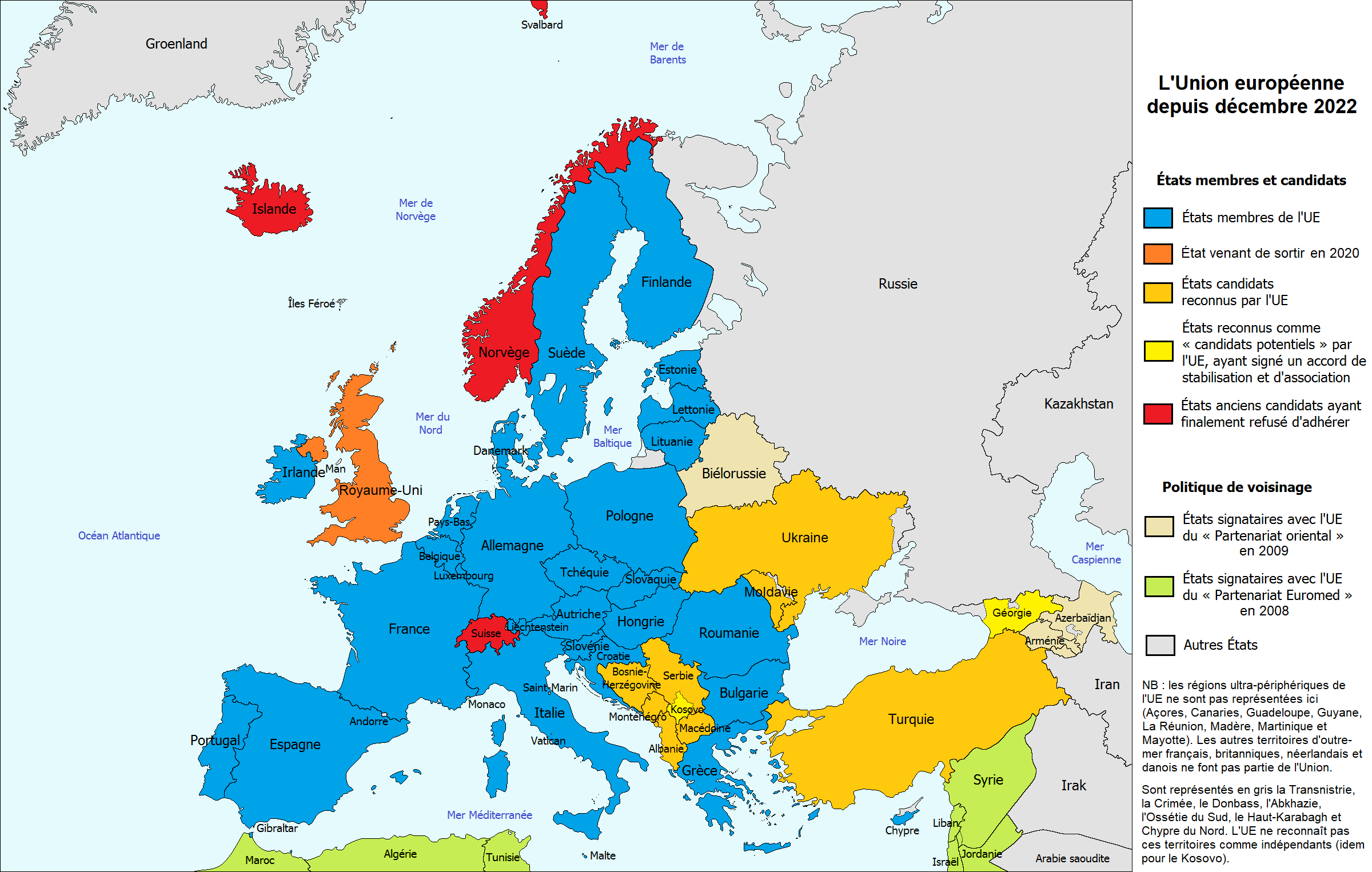 Carte de l'Union européenne en 2022